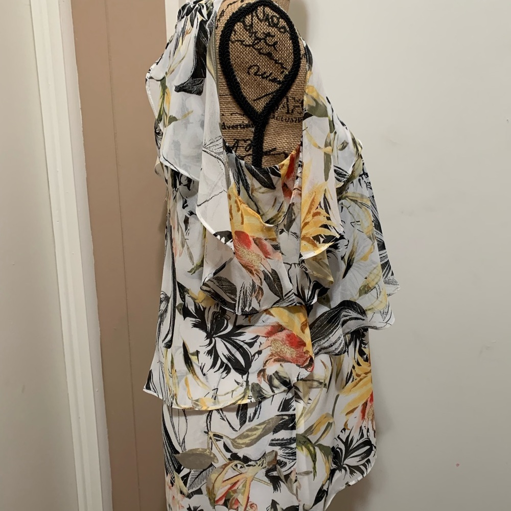 WHBM Floral Cold Shoulder ShortSleeve Blouse S - Picture 8 of 15
